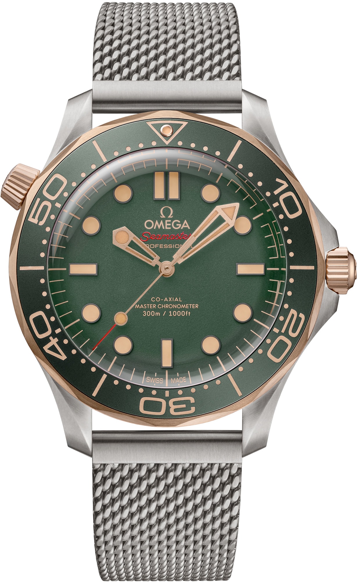 2025 Omega 210.90.42.20.10.001 Seamaster Diver 300M Green Dial Titanium Bronze Gold on