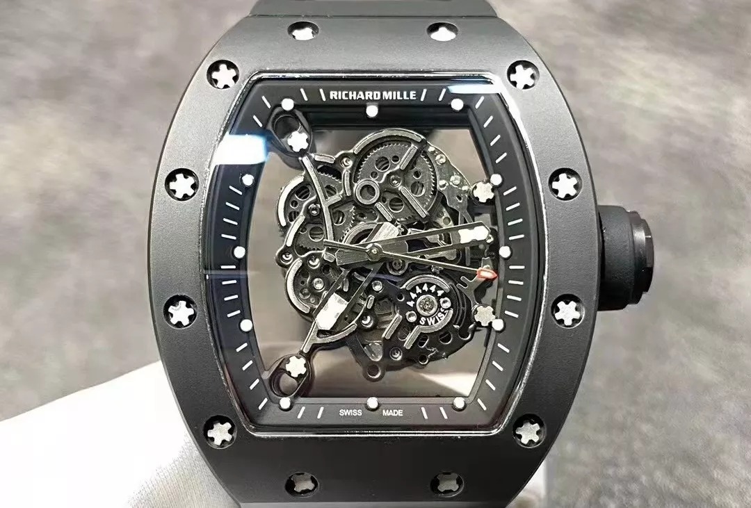 RM055 Skeleton Black Rubber Strap 42mm