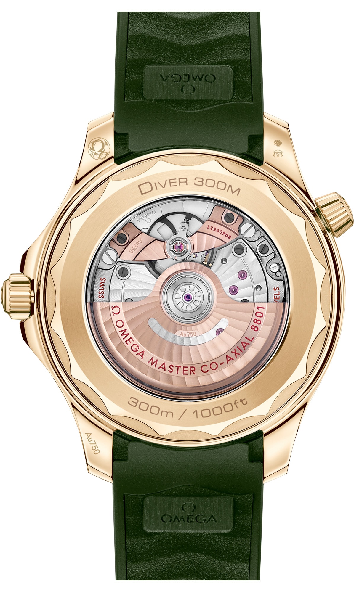 2025 Omega Seamaster Diver 300M Moonshine Gold Green Dial on Rubber Strap