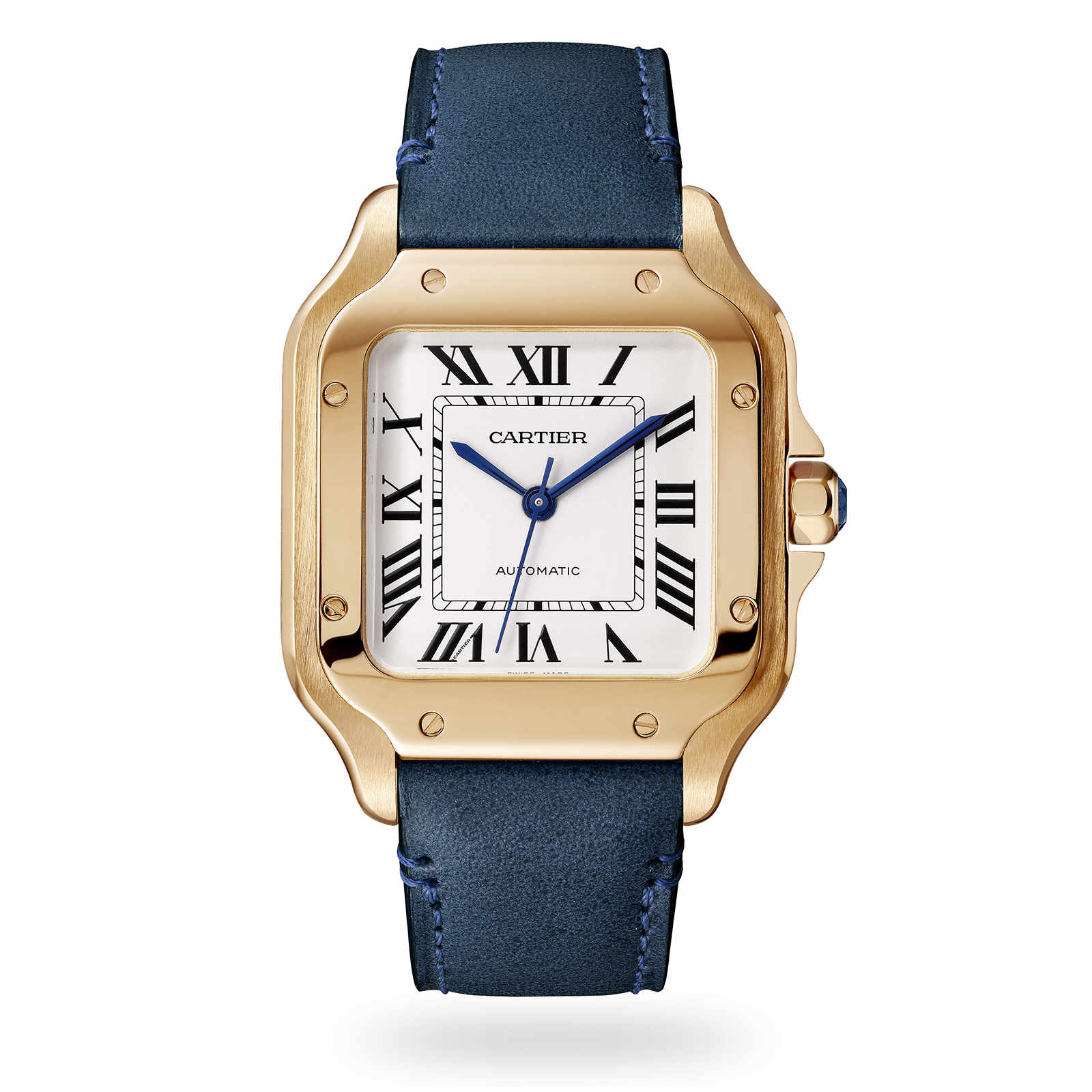 Cartier Santos De Cartier Watch Medium Model, Automatic Movement, Rose Gold, 2 Interchangeable Leather Bracelets-P17310961