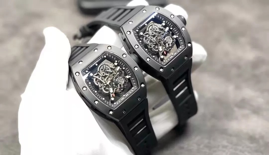 RM055 Skeleton Black Rubber Strap 42mm