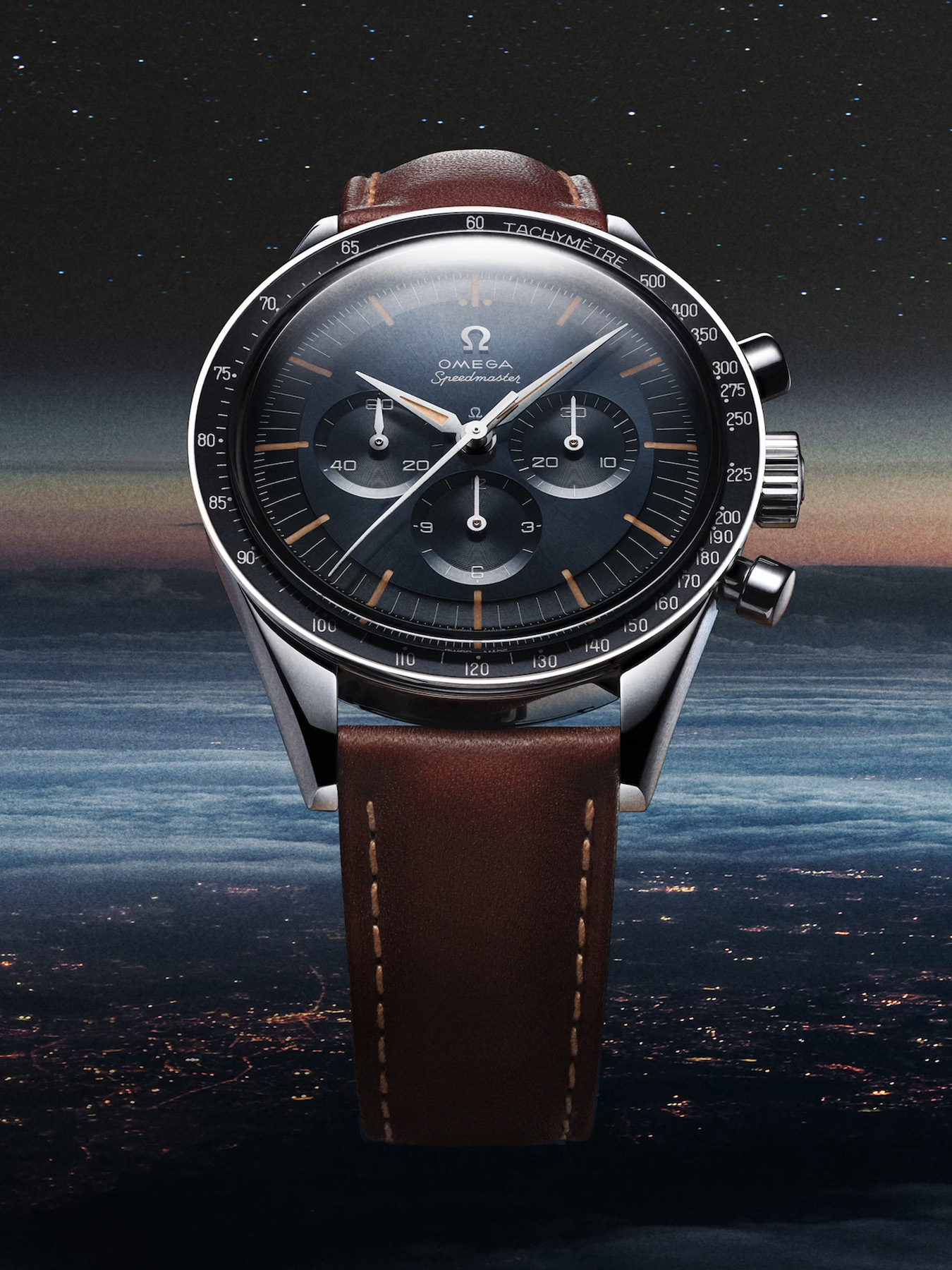 2025 Omega Speedmaster First OMEGA in Space 310.32.40.50.06.002 on Brown Leather Strap