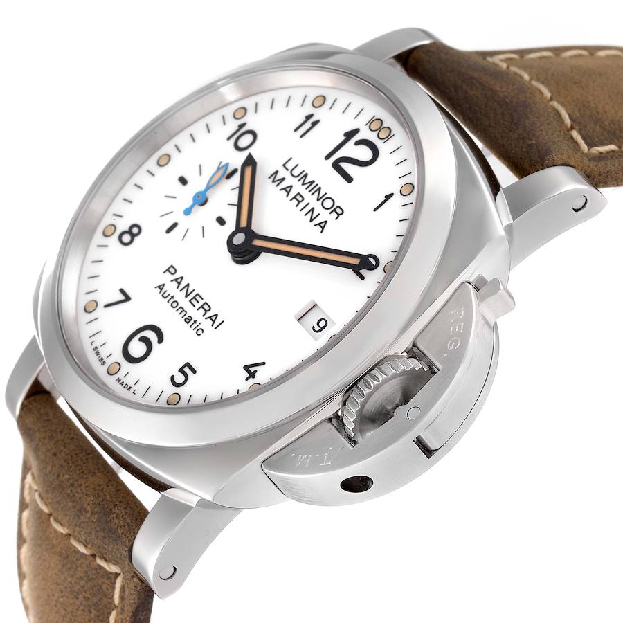 Panerai Luminor 3 Day Brown Leather White Dial Watch PAM01523