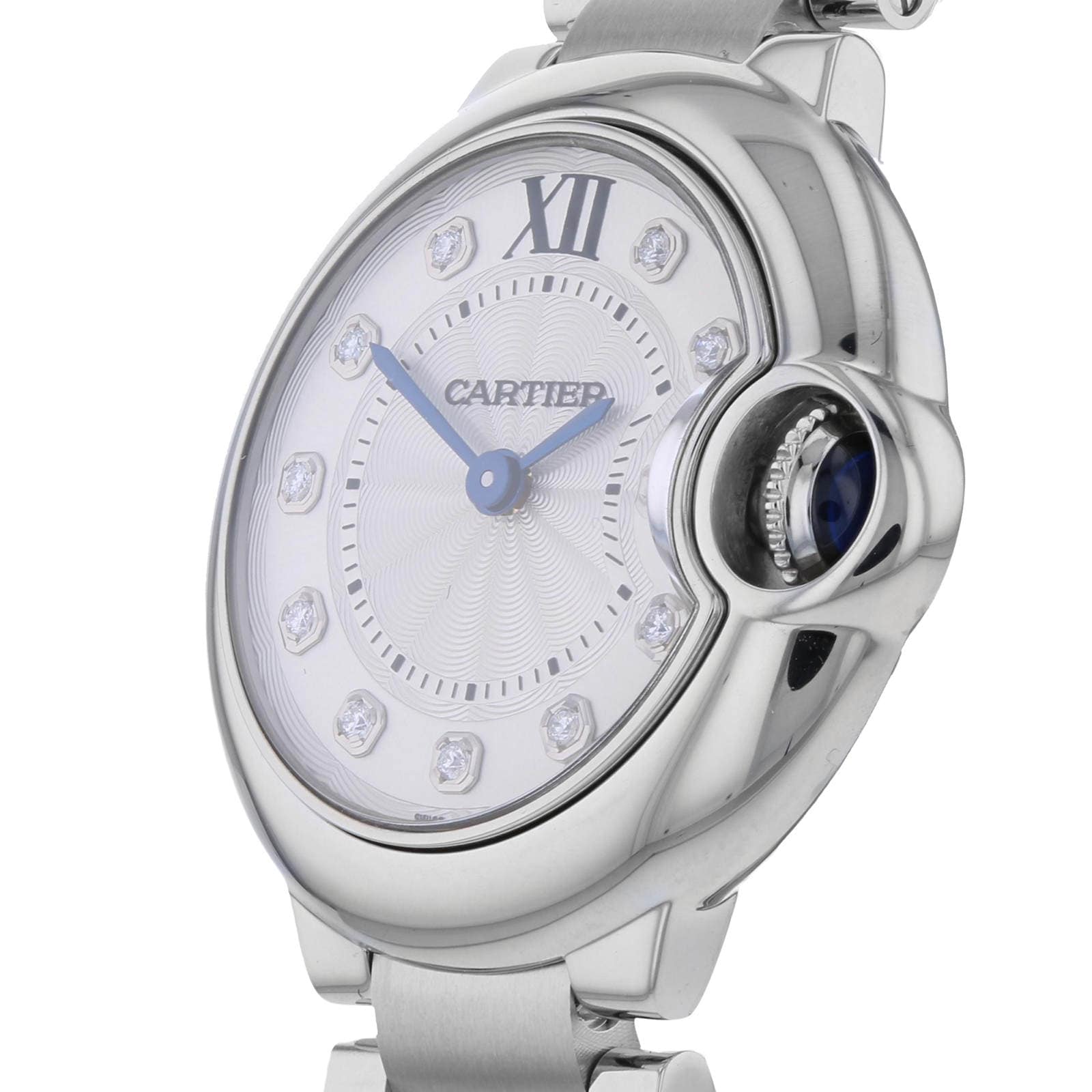 Cartier Ballon Bleu De Cartier Watch 28mm, Quartz Movement, Steel, Diamonds-P17310729