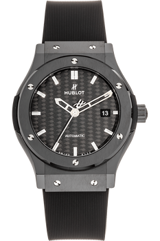 Hublot Classic Fusion Automatic Black Carbon Fiber Dial Black Rubber 45mm Men's Watch 542.CM.1771.RX
