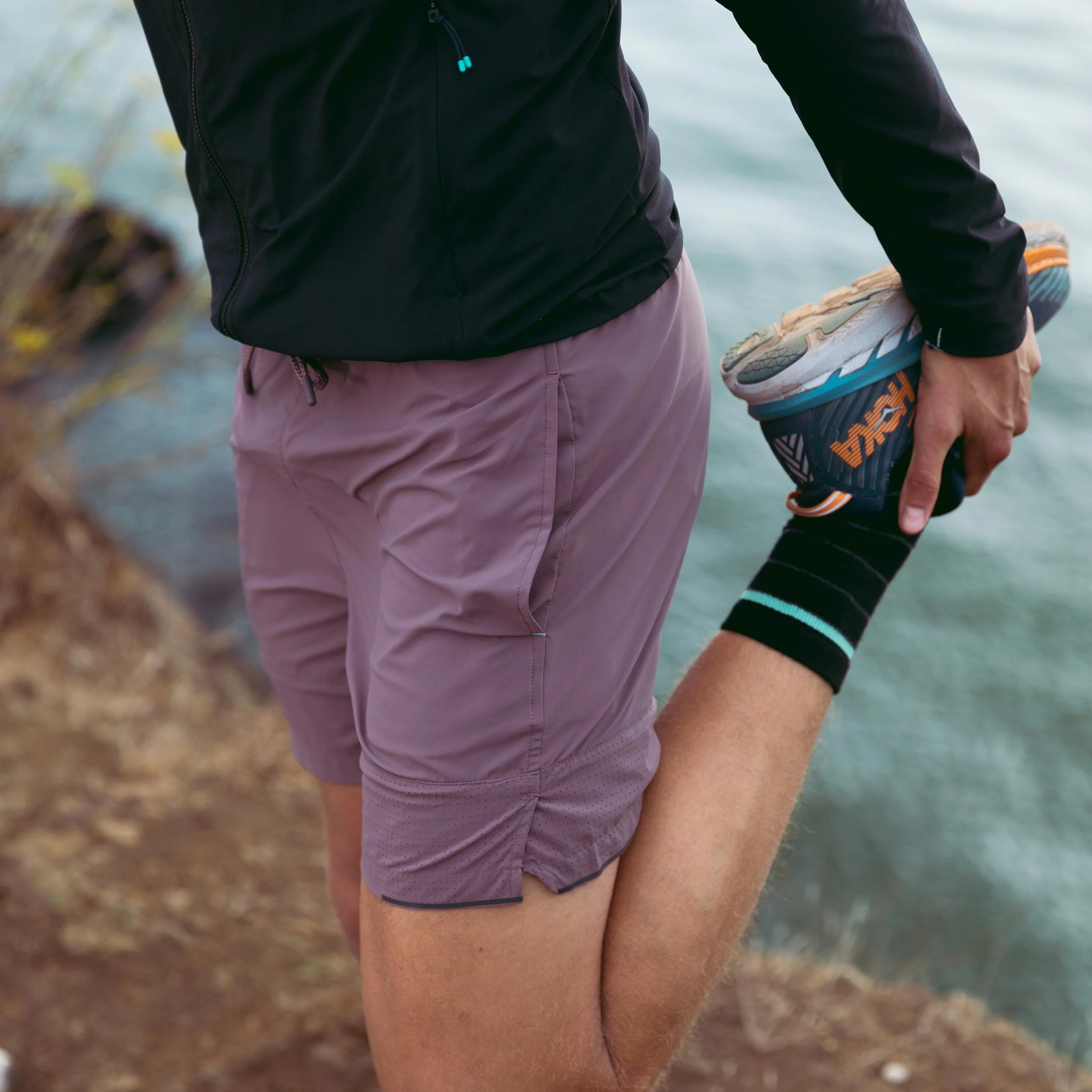 Switchback Short in Plum Gray