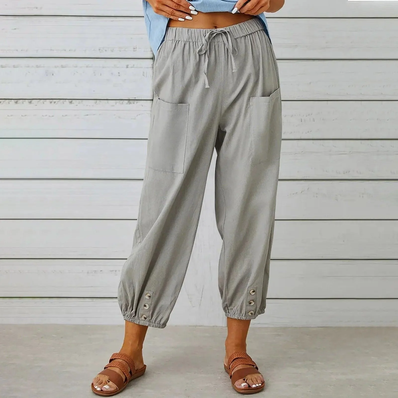 🔥New Arrival Hot Sale - 50% OFF🔥Women's Capri Pants Wide Leg Drawstring👖