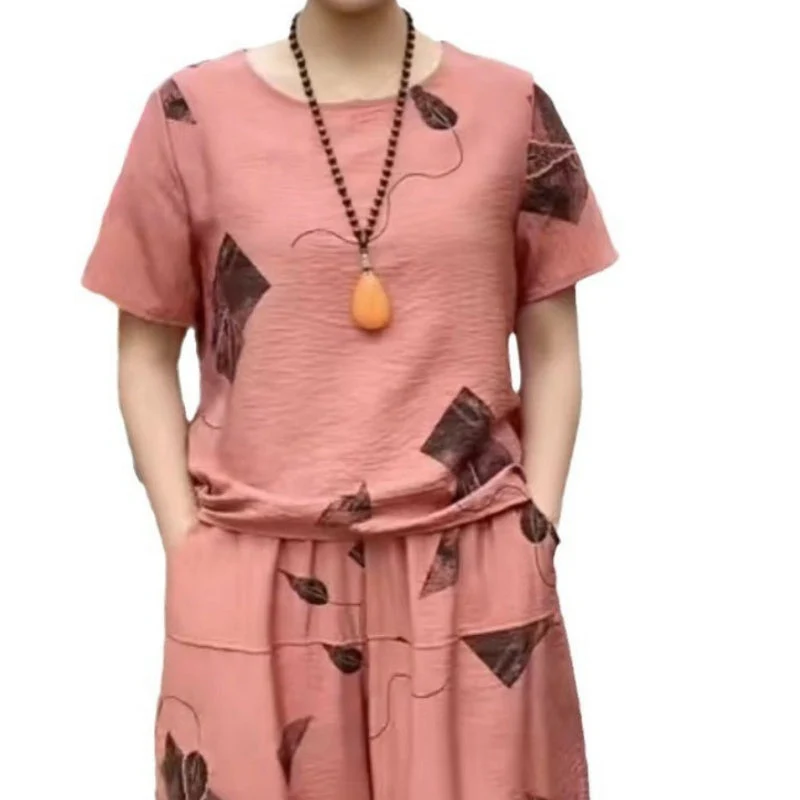 🎁Hot Sale 49% Off🌸 Women’s Printed Short-Sleeved Top & Cropped Pants Set  ✨👚👖