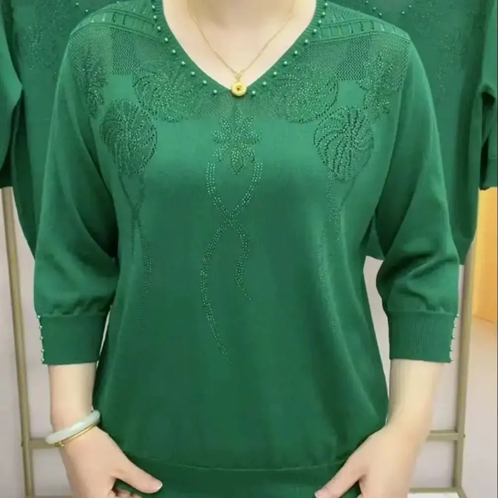 🔥Last Day Sale 49%🔥Women’s Vintage V-neck Beaded Pullover Shirt