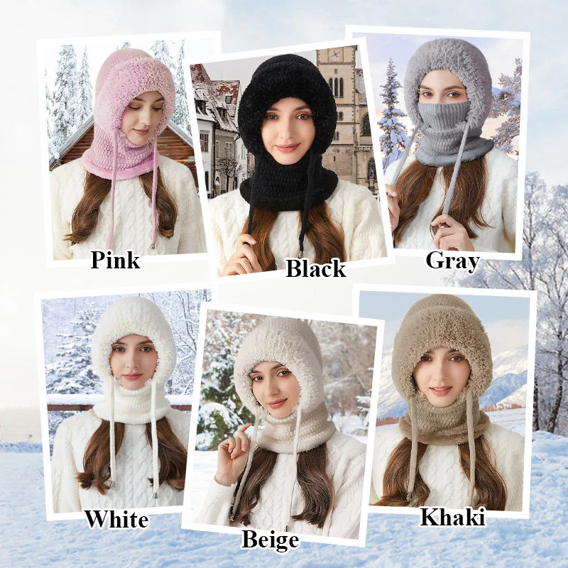 🔥Last Day Sale 49%🔥Women's Winter One-Piece Knitted Beanie Scarf Mask 4-in-1 Balaclava