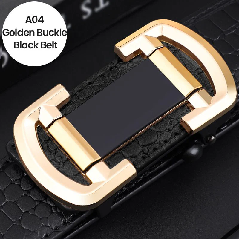 Great Gift! Men’s Luxury Crocodile Pattern Leather Belt Automatic Buckle
