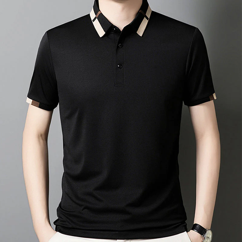 🔥Today 50% off🔥Men's Stretch Ice Silk Short Sleeve Lapel T-shirt