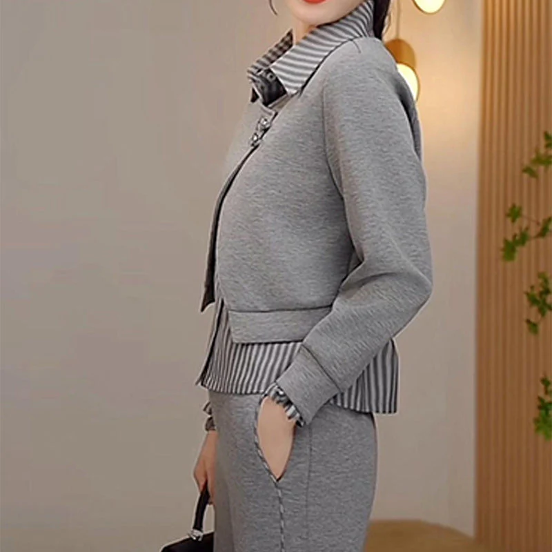 ⏳ Limited time 50% off! 💥Women's Fake 2 Piece Top & Straight Leg Pants 2-PCS Set