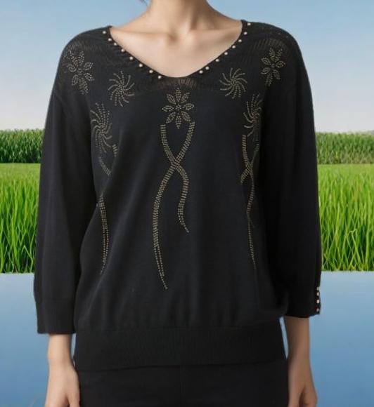 🔥Last Day Sale 49%🔥Women’s Vintage V-neck Beaded Pullover Shirt