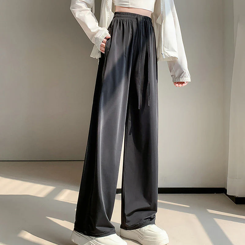 Casual Cool Feeling Drawstring Wide Leg Pants