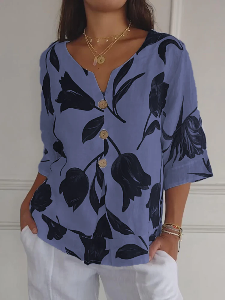 🔥Last Day Sale 49%🔥🌷Printed V-neck Tunic Top🌷
