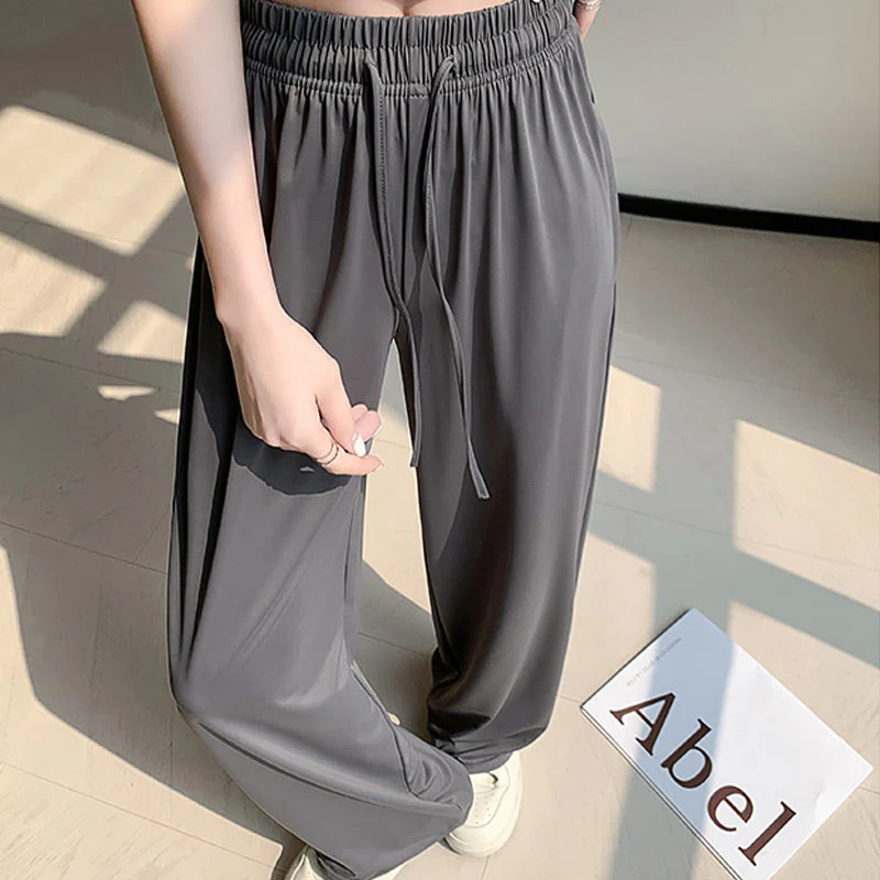 Casual Cool Feeling Drawstring Wide Leg Pants