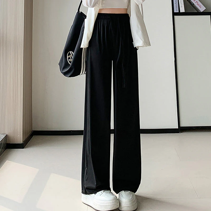 Casual Cool Feeling Drawstring Wide Leg Pants