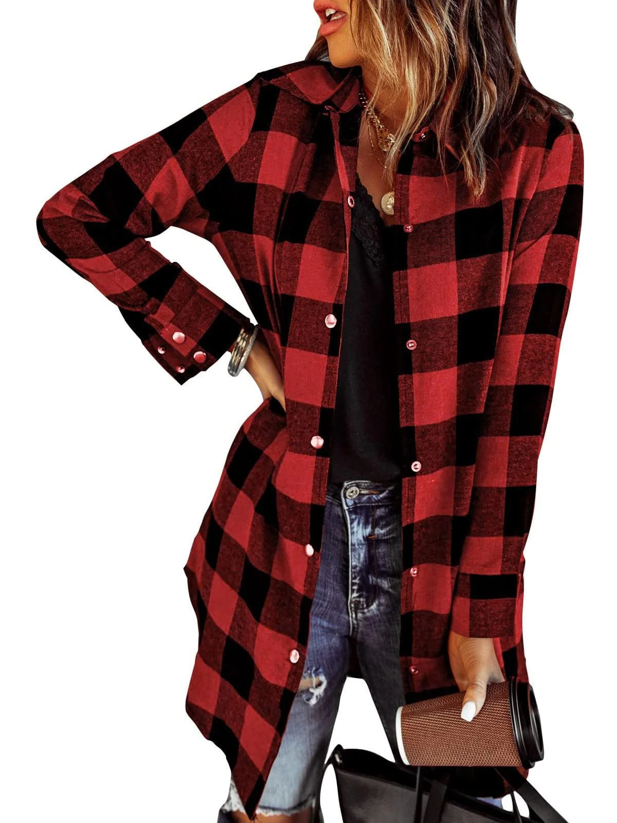 Women's Flannel Long Sleeve Plaid Button Down Shirts