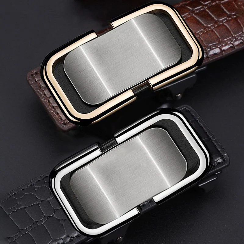Great Gift! Men’s Luxury Crocodile Pattern Leather Belt Automatic Buckle