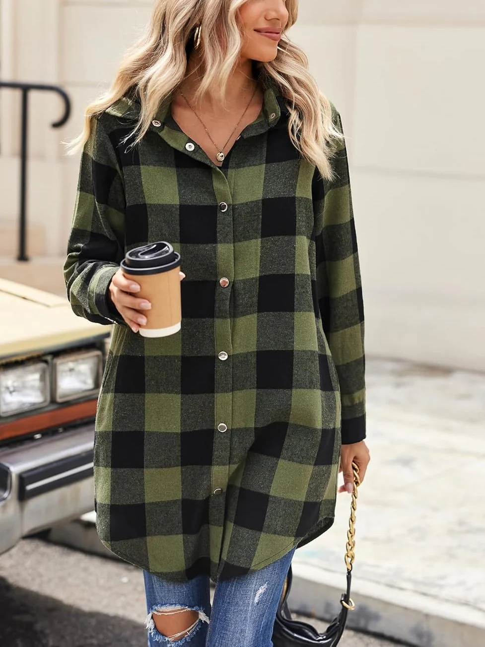 Women's Flannel Long Sleeve Plaid Button Down Shirts