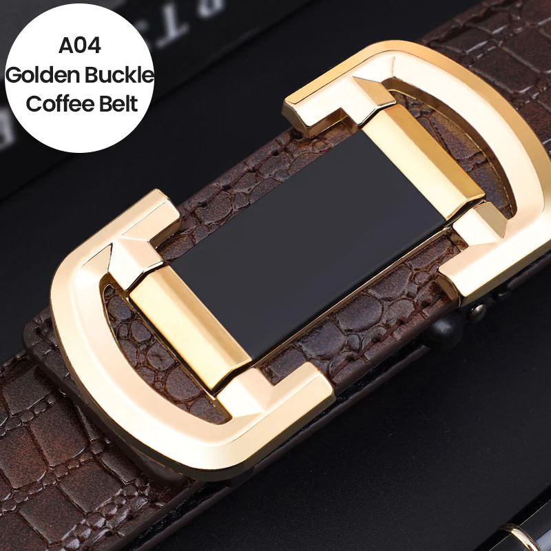 Great Gift! Men’s Luxury Crocodile Pattern Leather Belt Automatic Buckle
