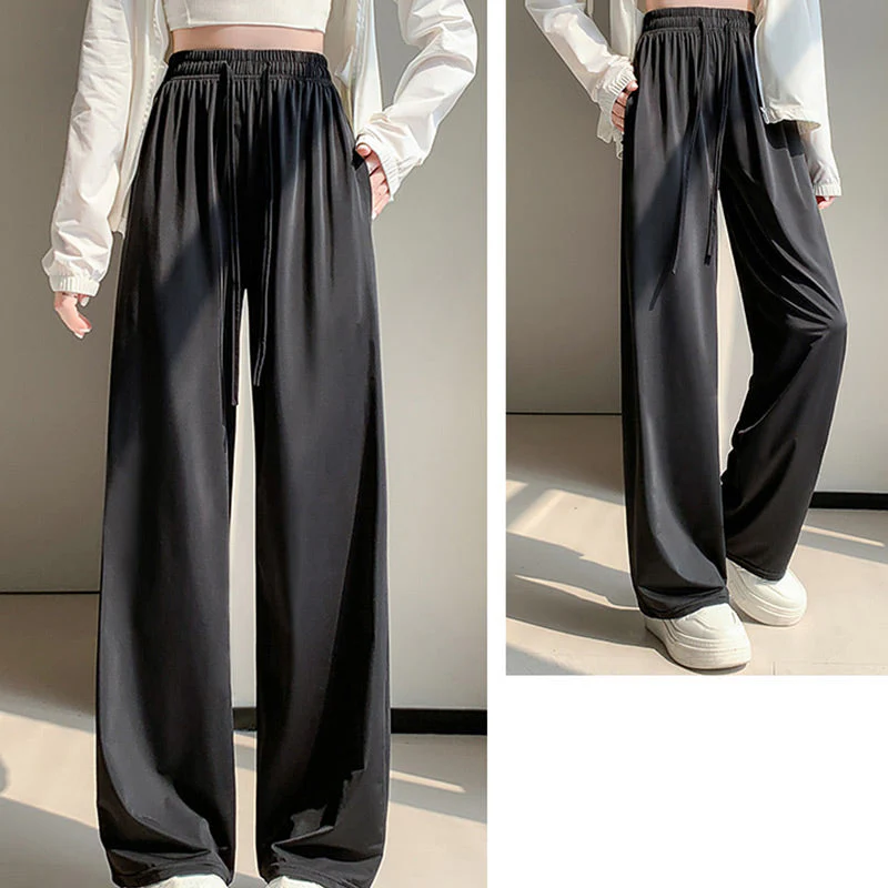 Casual Cool Feeling Drawstring Wide Leg Pants
