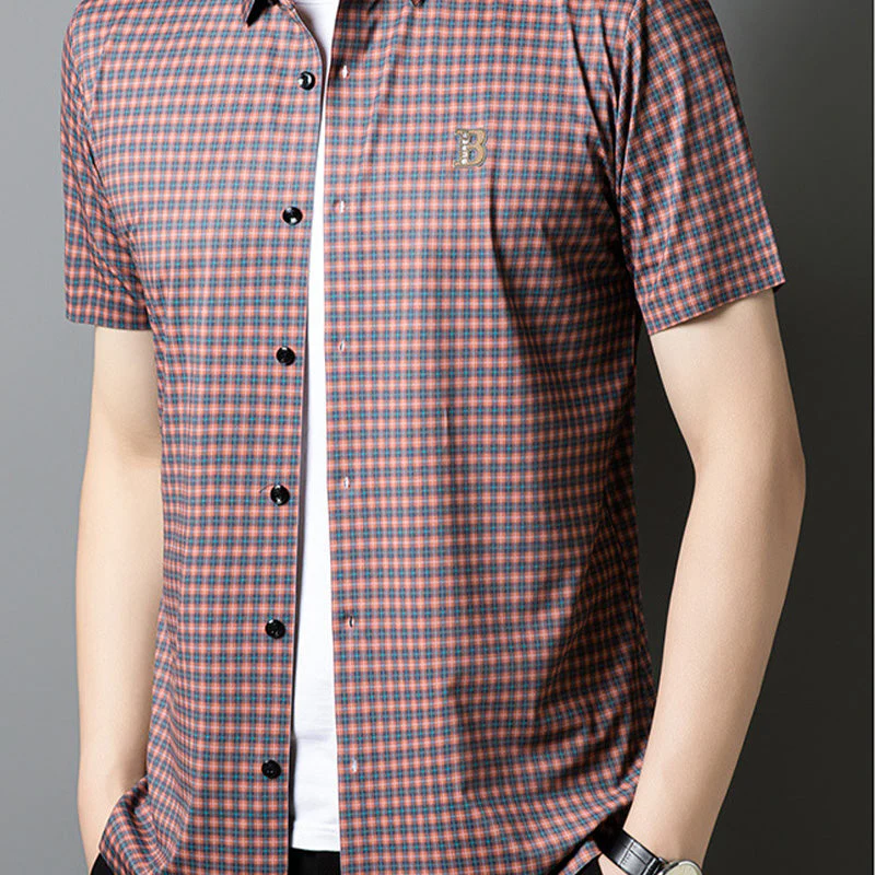 Men's Casual Plaid Short Sleeve Shirt
