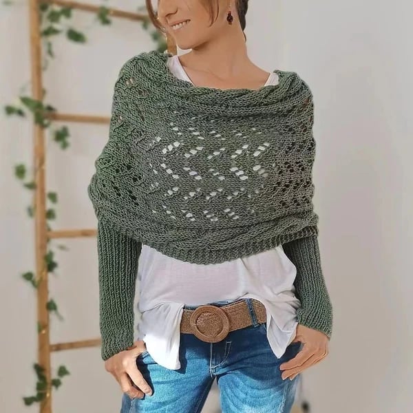 🔥Last Day Sale 49%🔥Knitted Cable Wrap, Shrugs For Women, Knitted Wrap