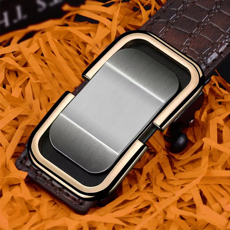 Great Gift! Men’s Luxury Crocodile Pattern Leather Belt Automatic Buckle