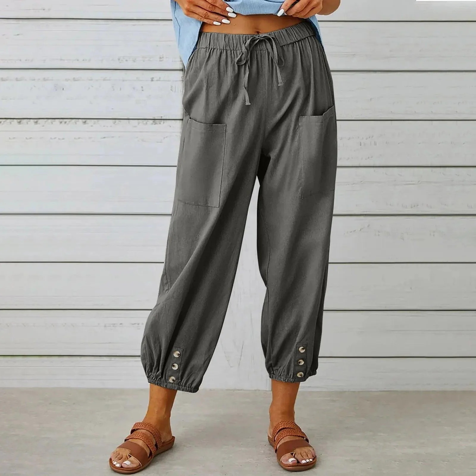 🔥New Arrival Hot Sale - 50% OFF🔥Women's Capri Pants Wide Leg Drawstring👖