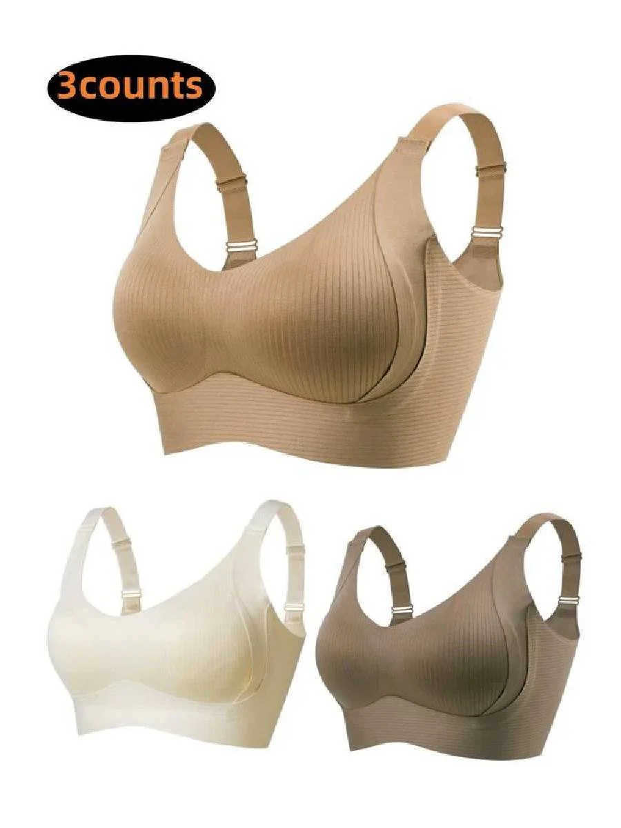 🎁Buy 1 Get 3 Packs💕Women's Ribbed Push Up Adjustable Wireless Bra