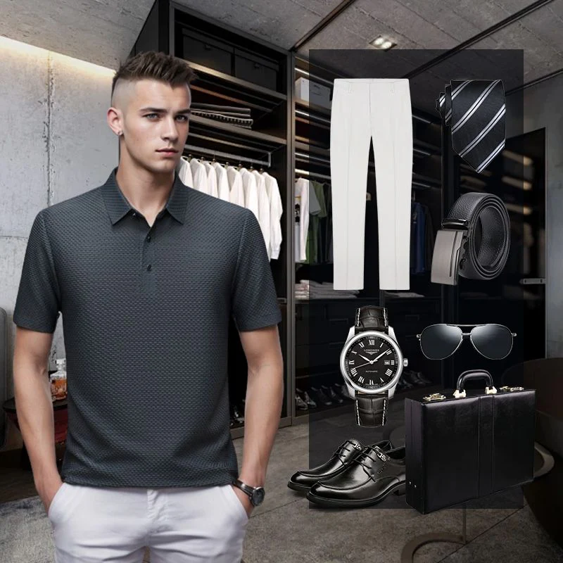 Men's Quick Dry Breathable Silk Polo Shirt