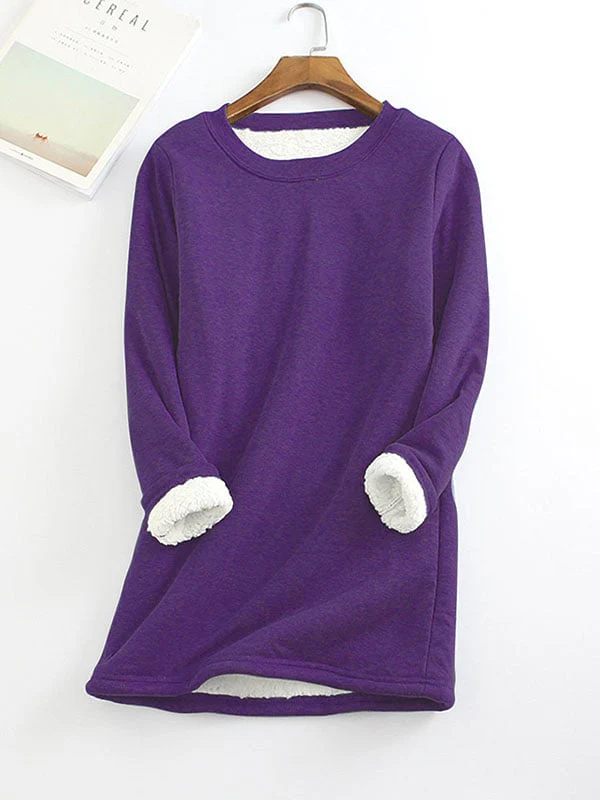 ❄Get ready for the cold season❄Women‘s NEW Casual Cotton Round Neck Solid Sweatshirt🙋‍♀️