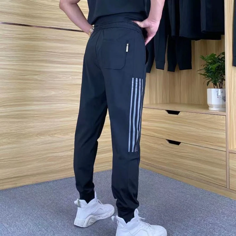 Men's High Stretch Short Sleeve Top & Jogging Pants 2-Piece Set