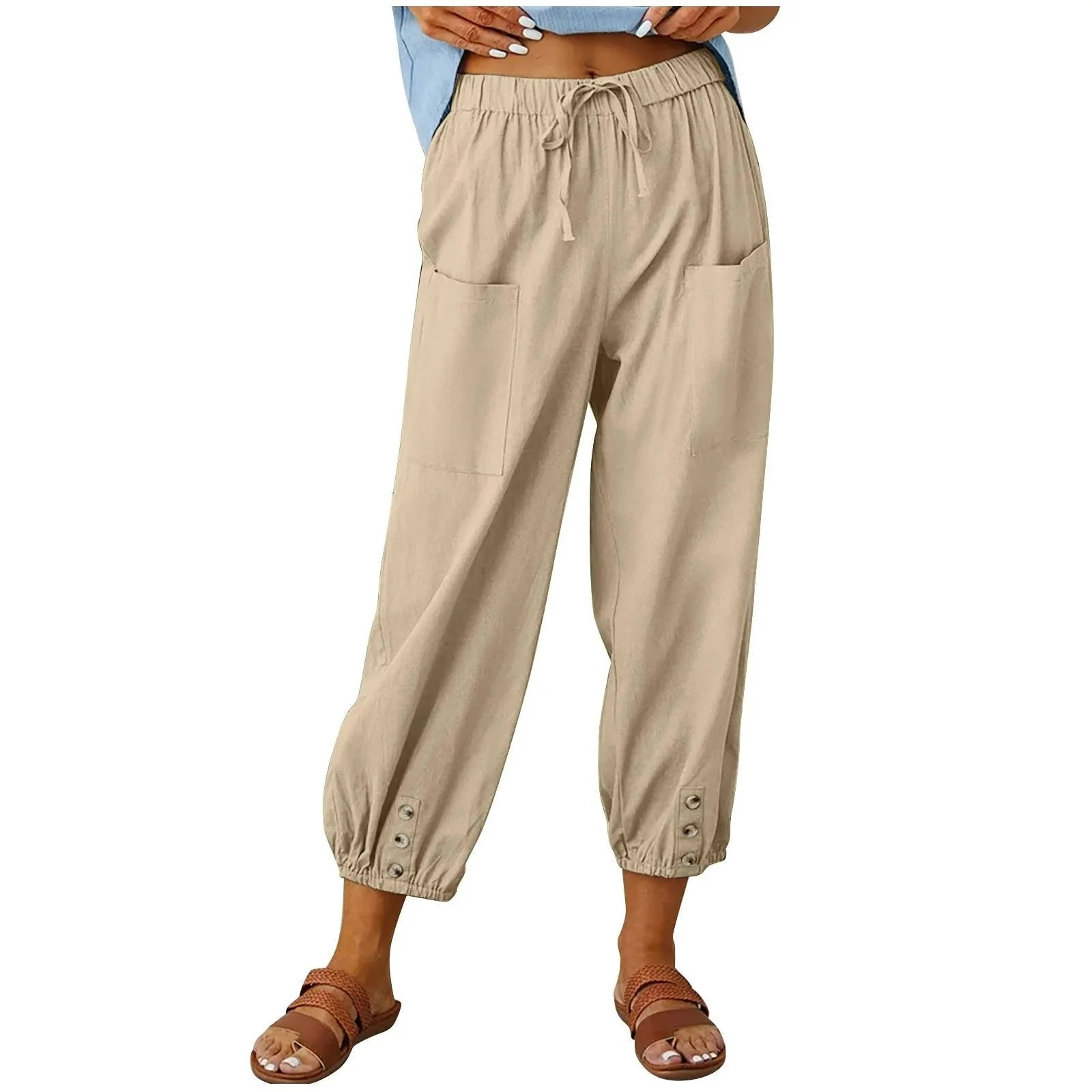 🔥New Arrival Hot Sale - 50% OFF🔥Women's Capri Pants Wide Leg Drawstring👖