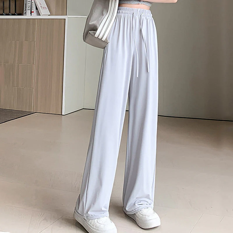 Casual Cool Feeling Drawstring Wide Leg Pants