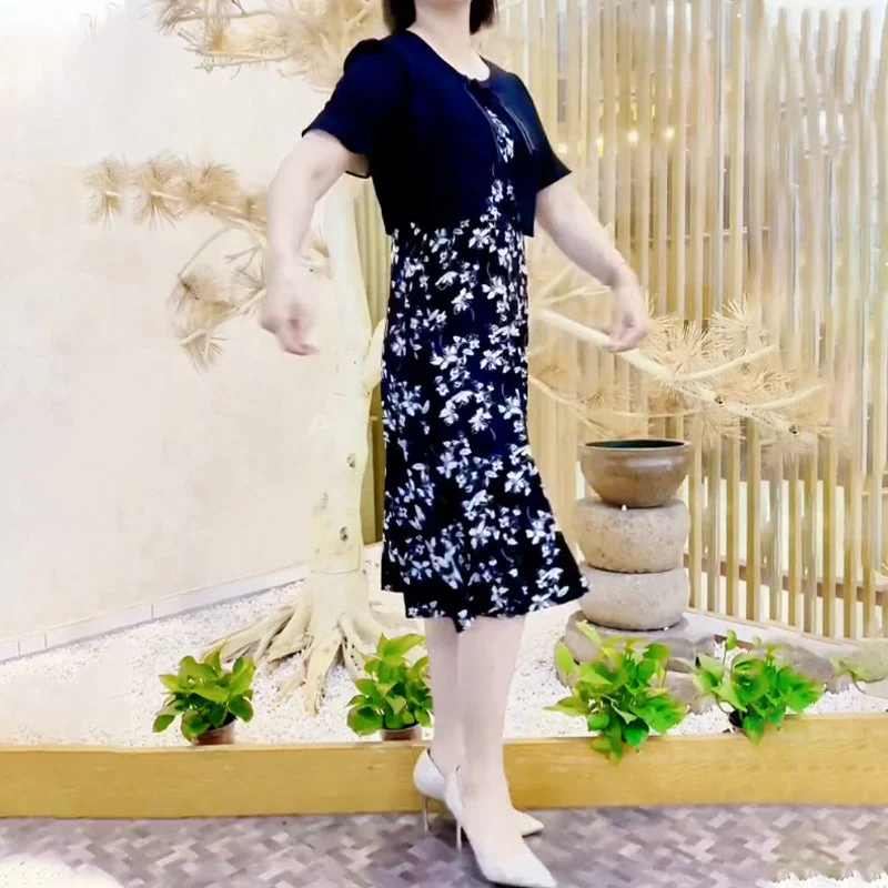 Elegant Faux-2-Piece Floral Dress