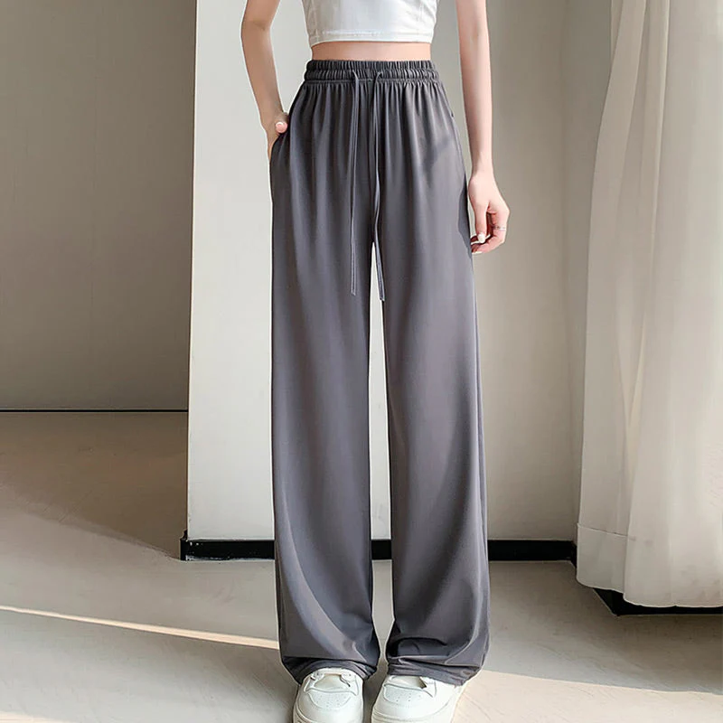 Casual Cool Feeling Drawstring Wide Leg Pants