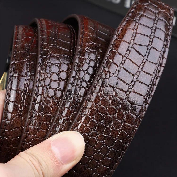 Great Gift! Men’s Luxury Crocodile Pattern Leather Belt Automatic Buckle