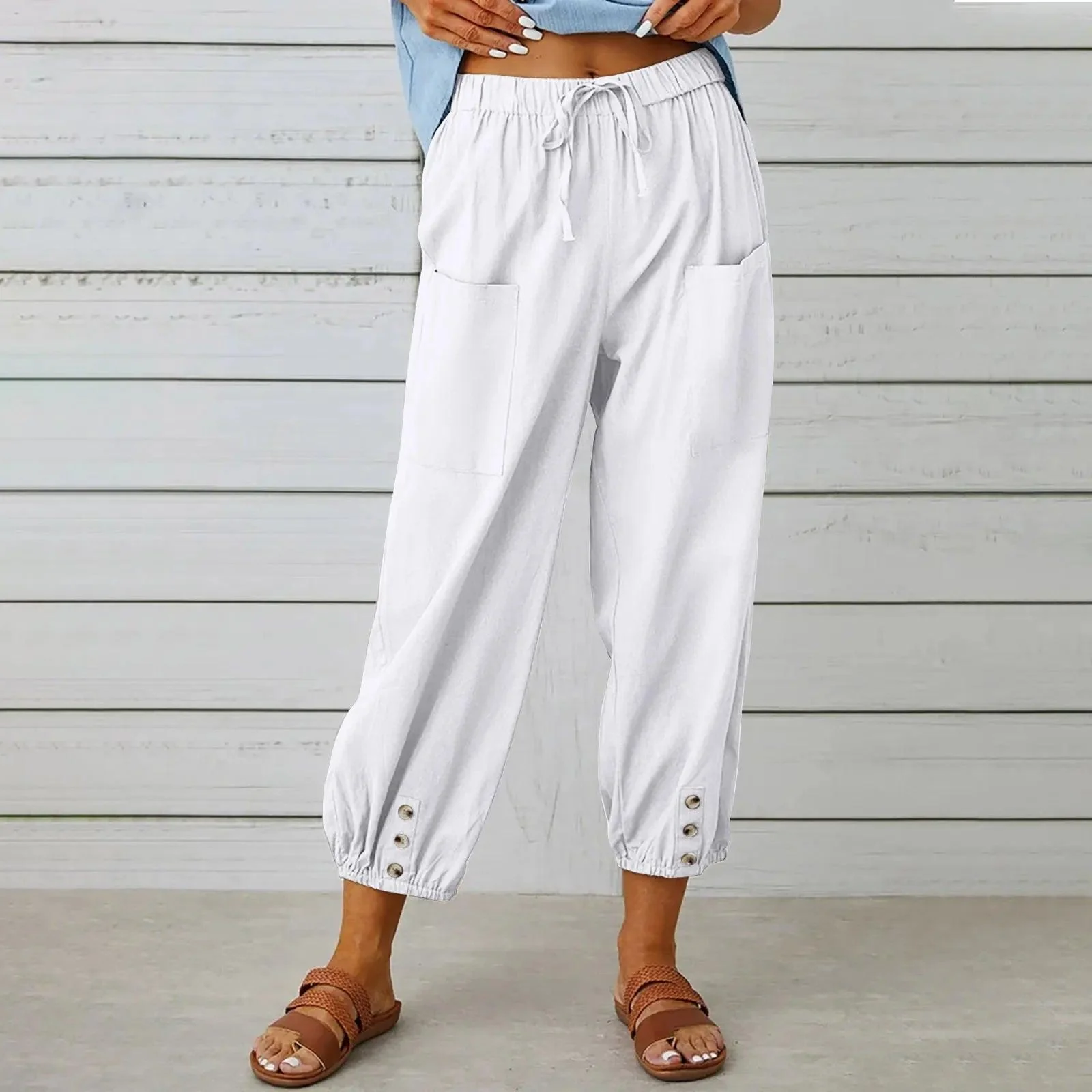 🔥New Arrival Hot Sale - 50% OFF🔥Women's Capri Pants Wide Leg Drawstring👖