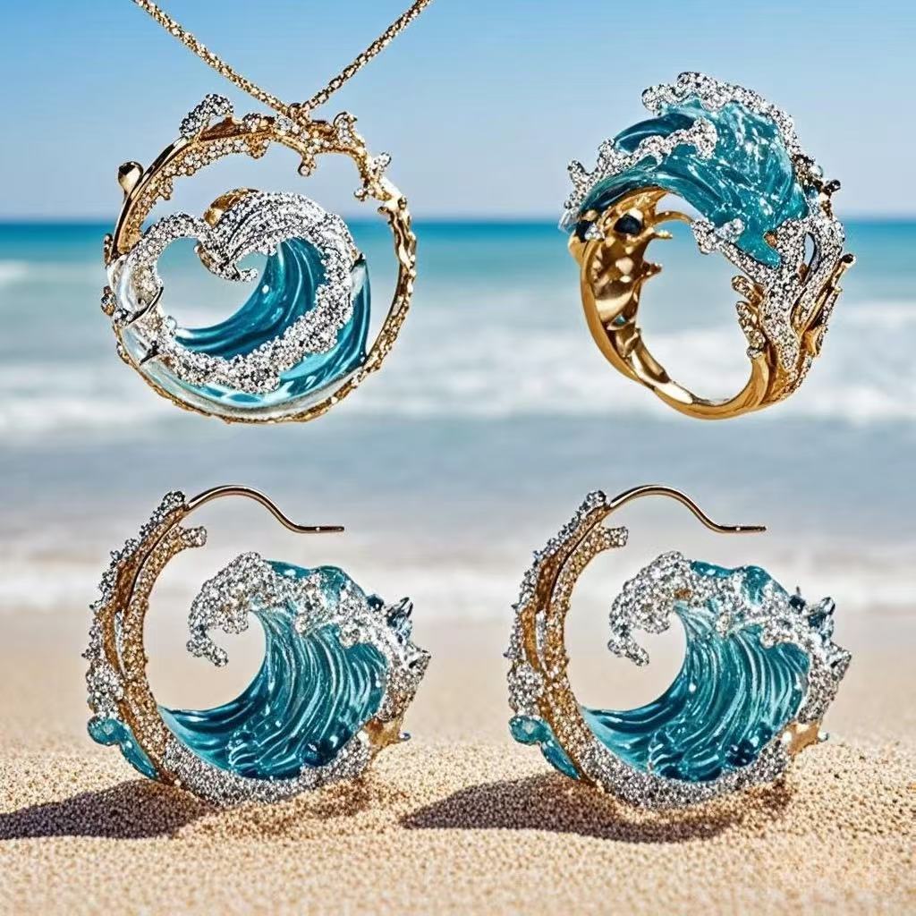 🌊 Wave Necklace Set – Embrace the Flow of Nature