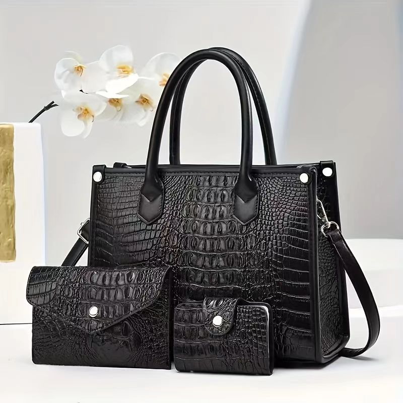 Last 5 items!!!💼🐊 2025 Fashion Croc-Texture Women’s Shoulder & Crossbody Bag Set – 3-Piece Mother-Child Combo