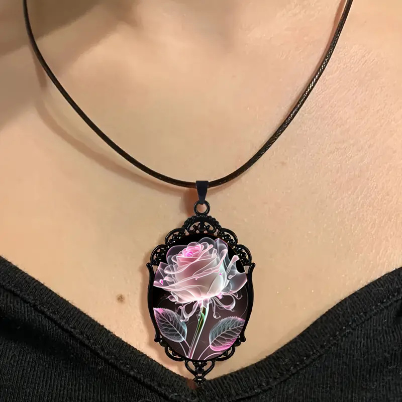 🔥Last day sale🌸 Pink Rose Pendant Necklace