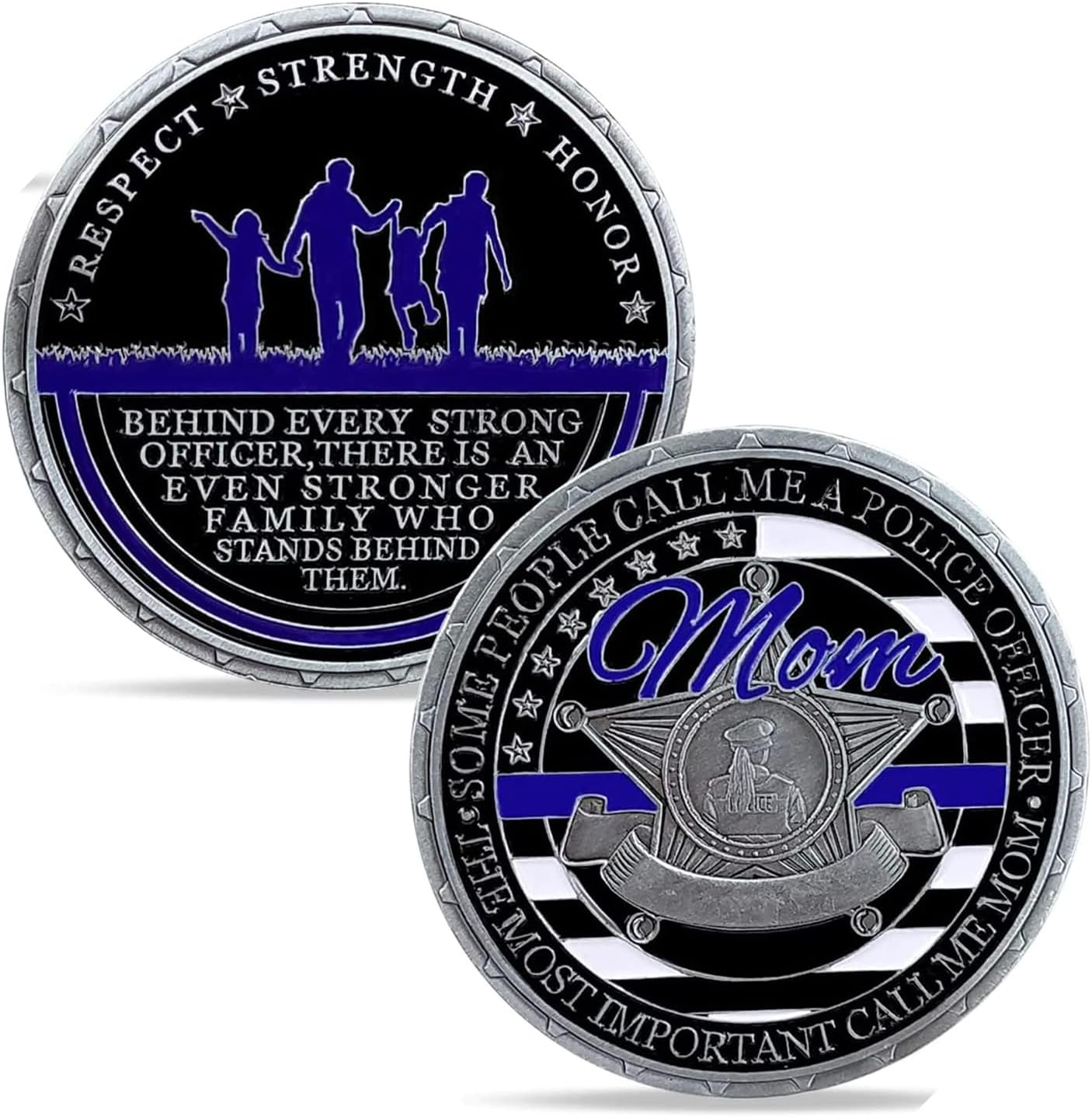 US Police Challenge Coin Thin Blue Line Commemorative Coin (Mom)