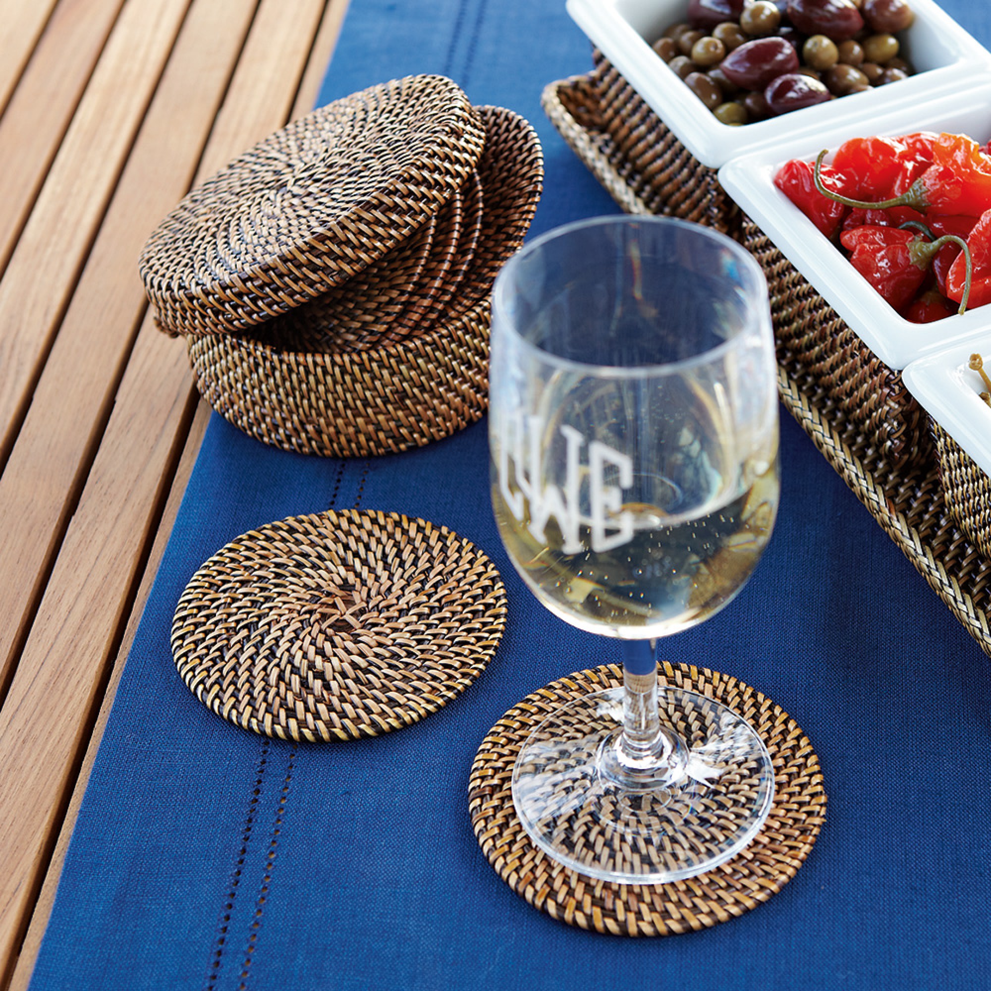Nito Coasters with Holder, Set of 6