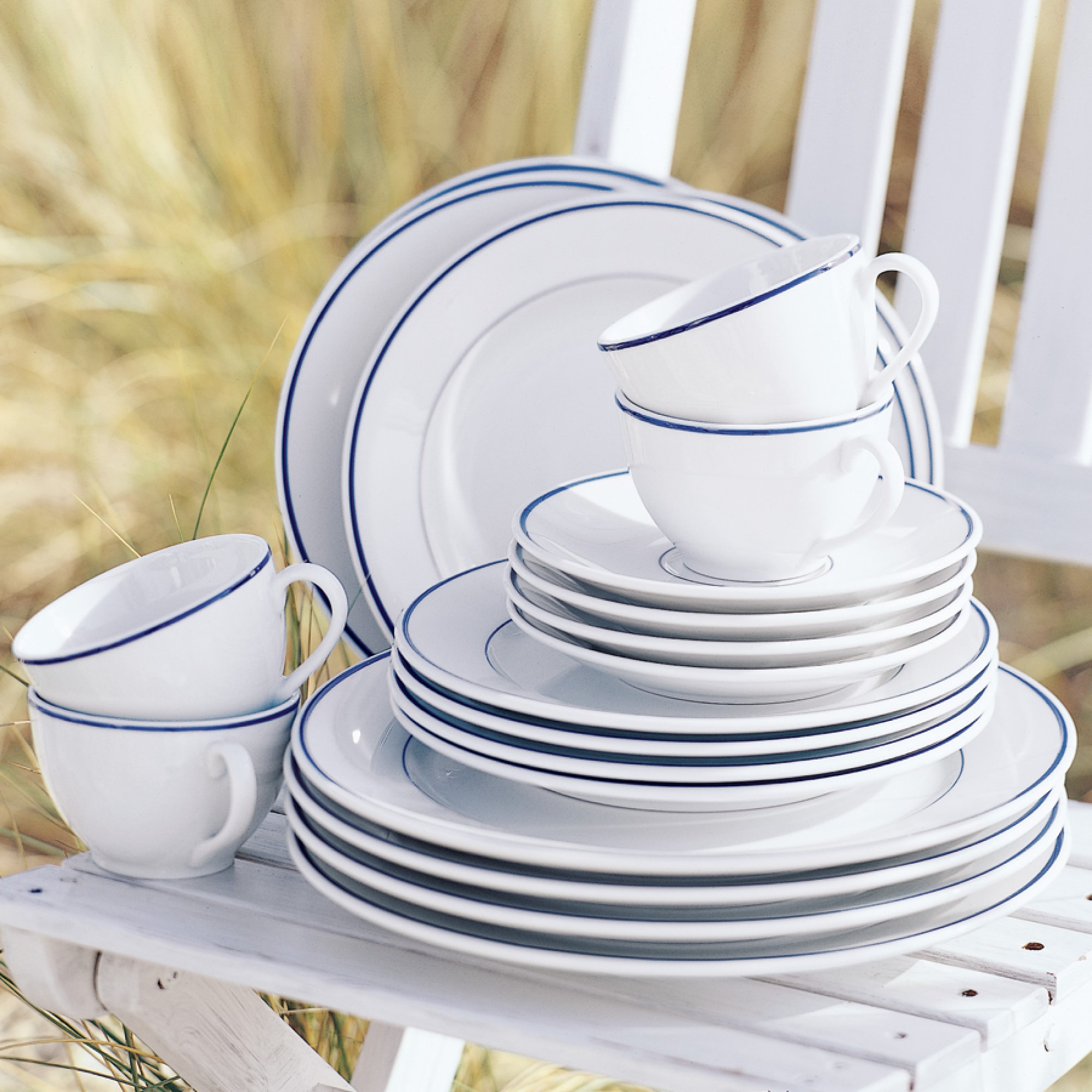 Apilco Tradition Blue-Banded Porcelain Dinnerware Collection