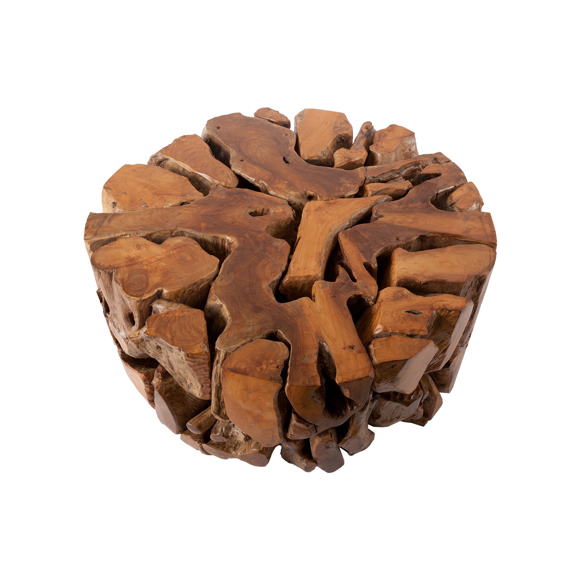 Sliced Teak Round Coffee Table (39