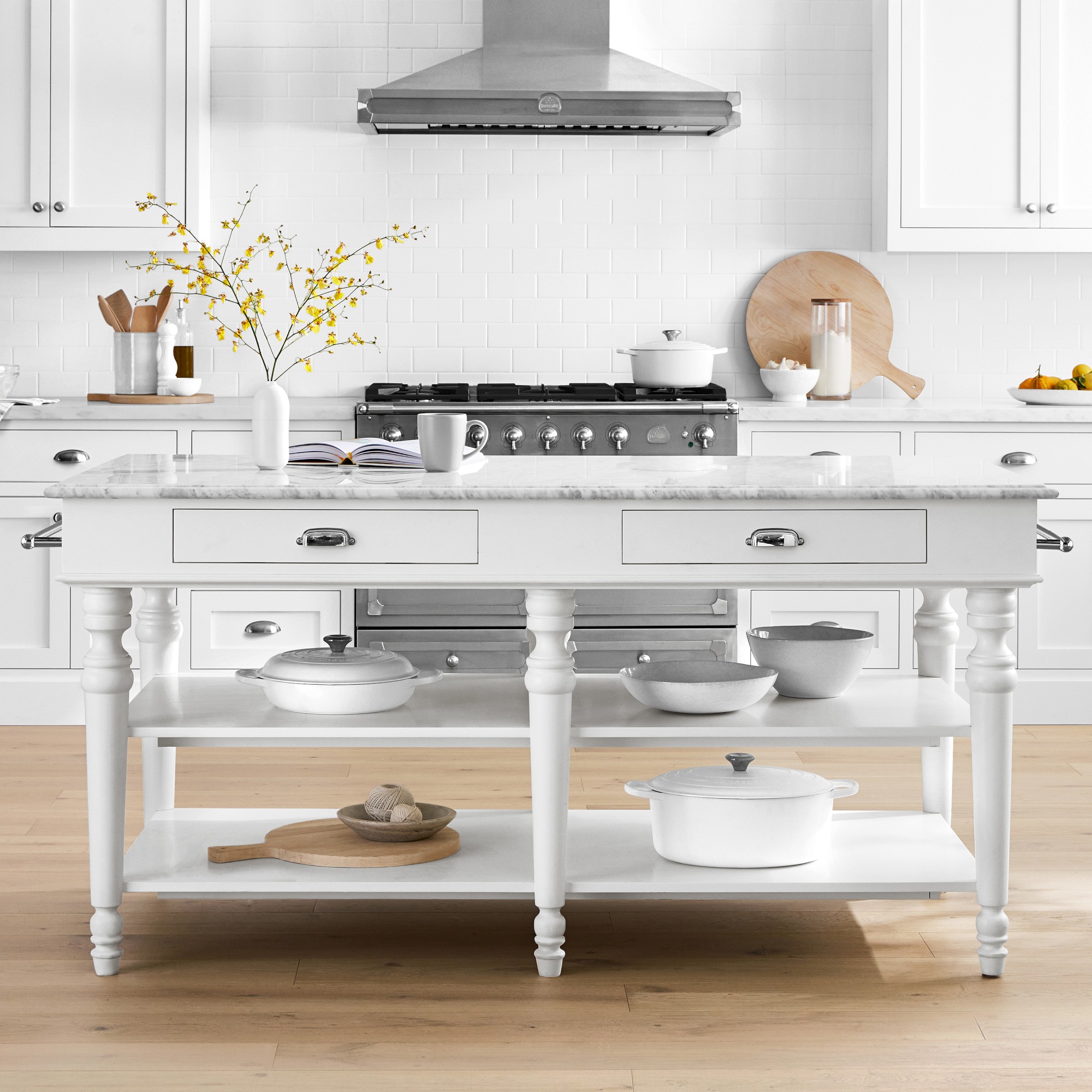 Larkspur Marble-Top Kitchen Island (72