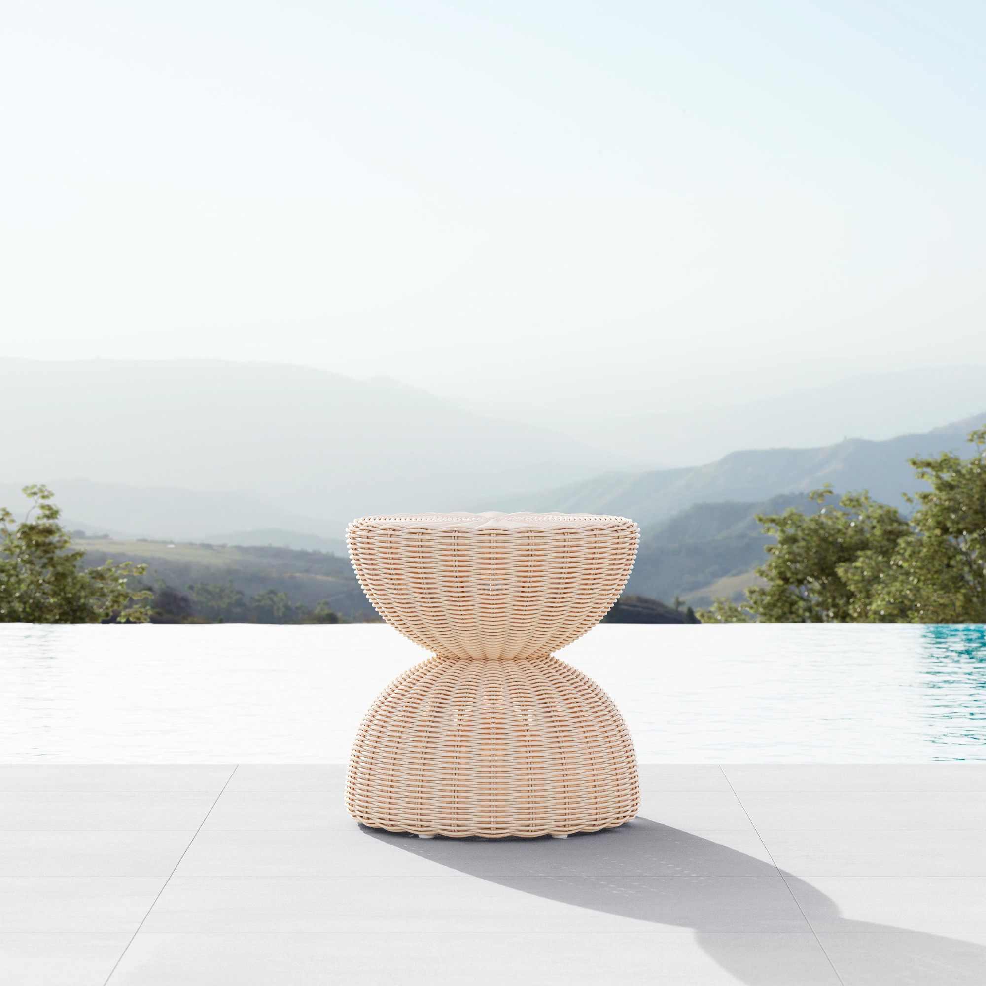 Claire Outdoor Wicker Hourglass Side Table (16.5